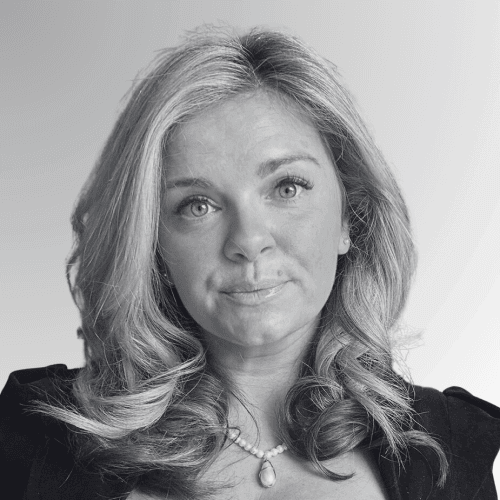A portrait style photo of Kerry Keenan in black and white.