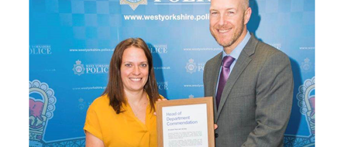 Hannah Ainley receives commendation from West Yokrshire Police